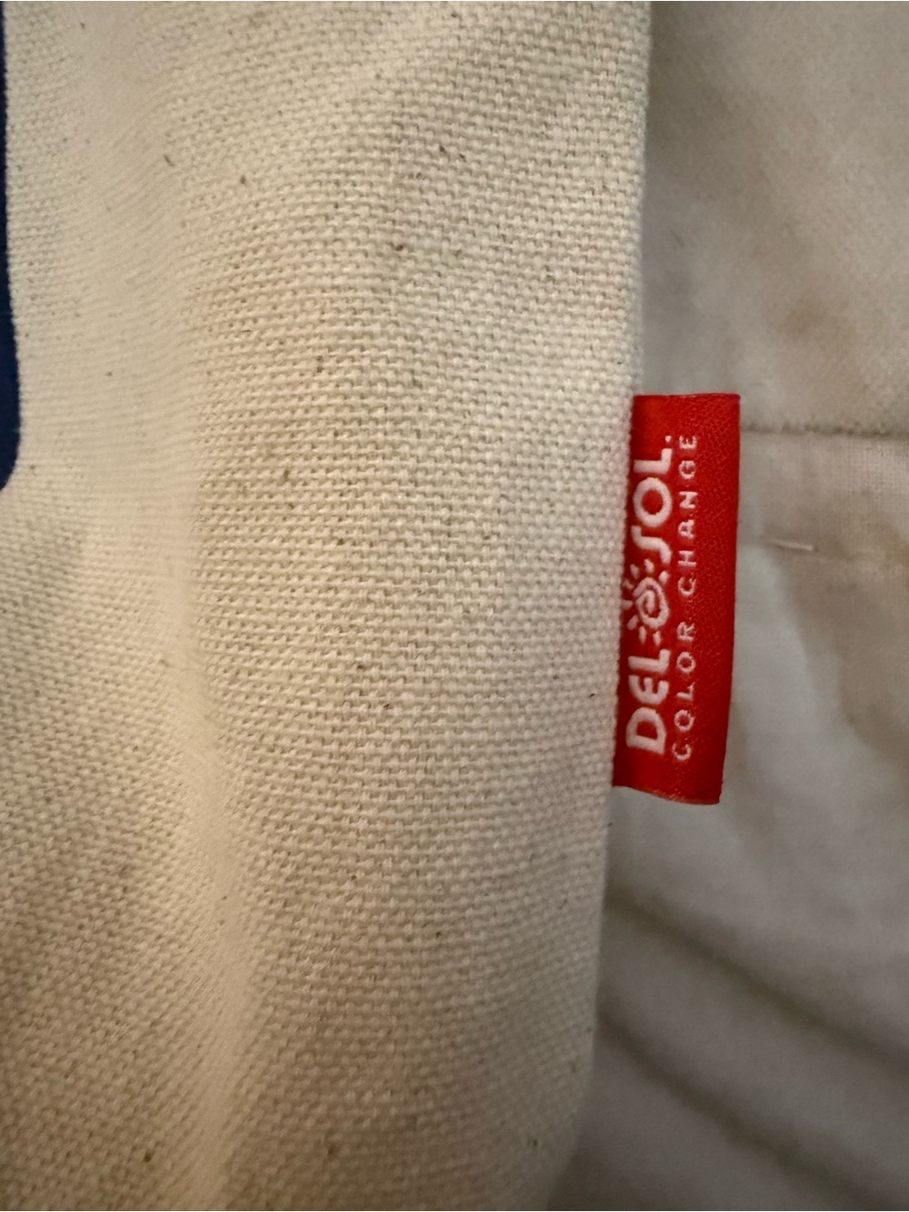 Cream Canvas Tote Bag with Navy Print - Picture 3 of 5
